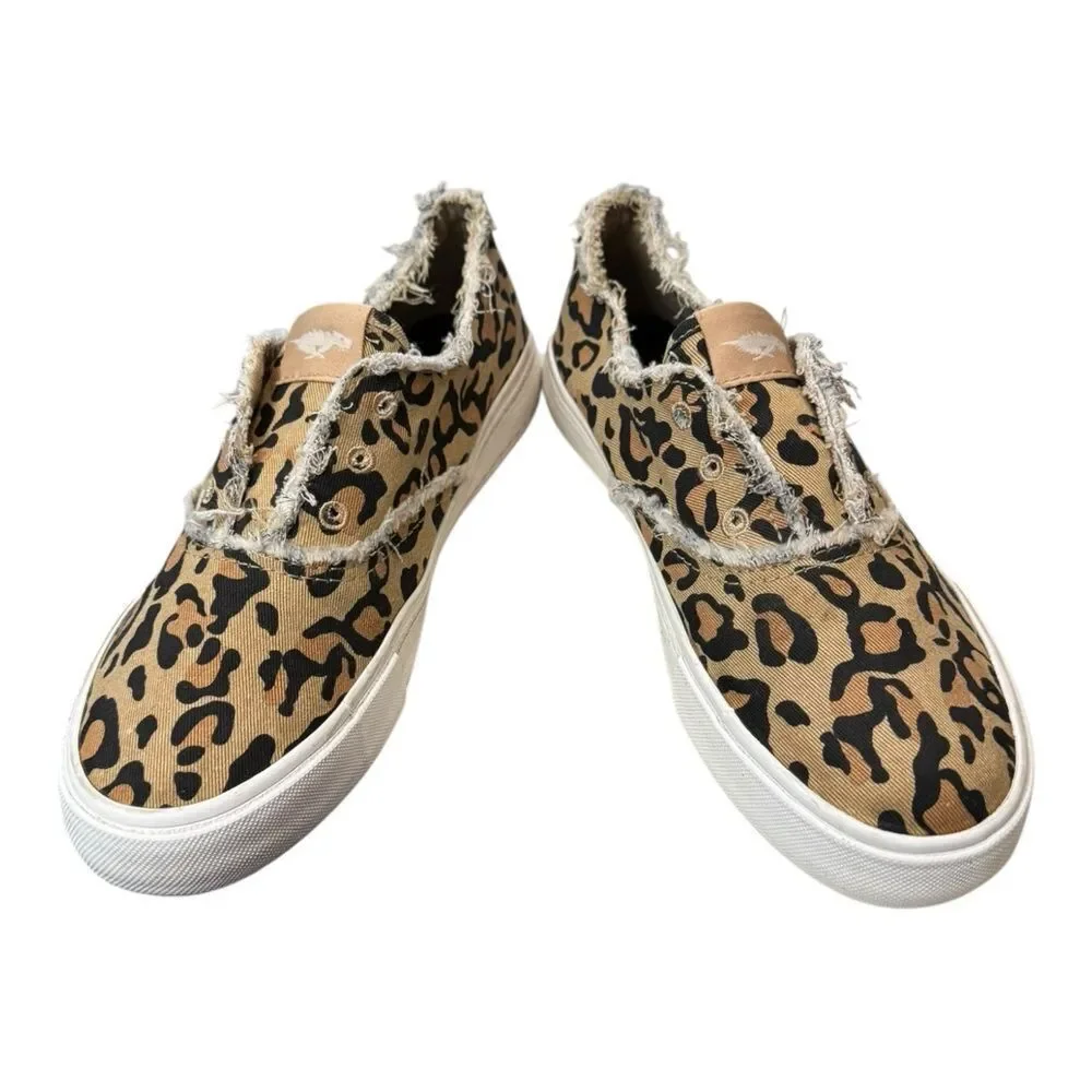 Rocket Dog Women's Leopard Slip-on Canvas Distressed Sneakers 6.5